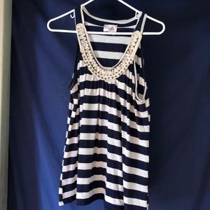 Blue and cream striped tank